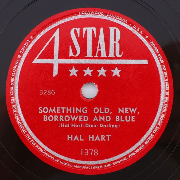 Hal Hart-Something Old, New Borrowed & Blue/Tie A String 1949 78 rpm Record 1378 - Picture 1 of 16
